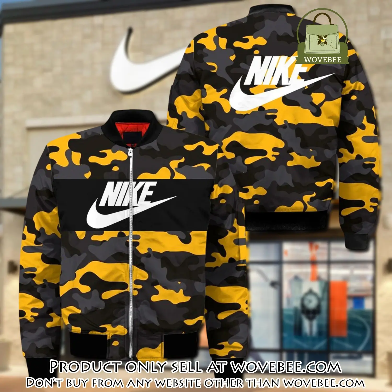Nike yellow camo luxury brand premium bomber jacket clothing outfit for men women wvb4954880